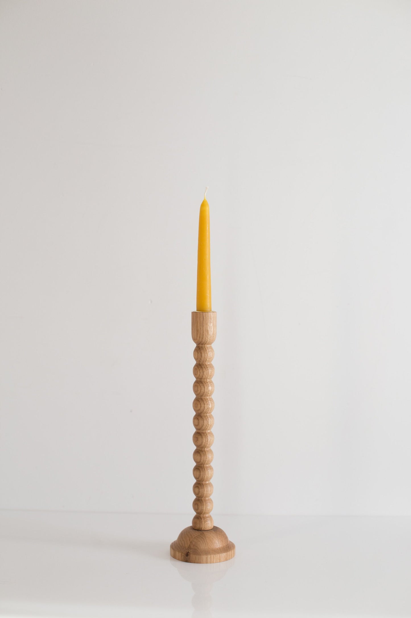 Set of 2 Wooden Taper Candle Holders, Bubble, Hand-Turned Oak
