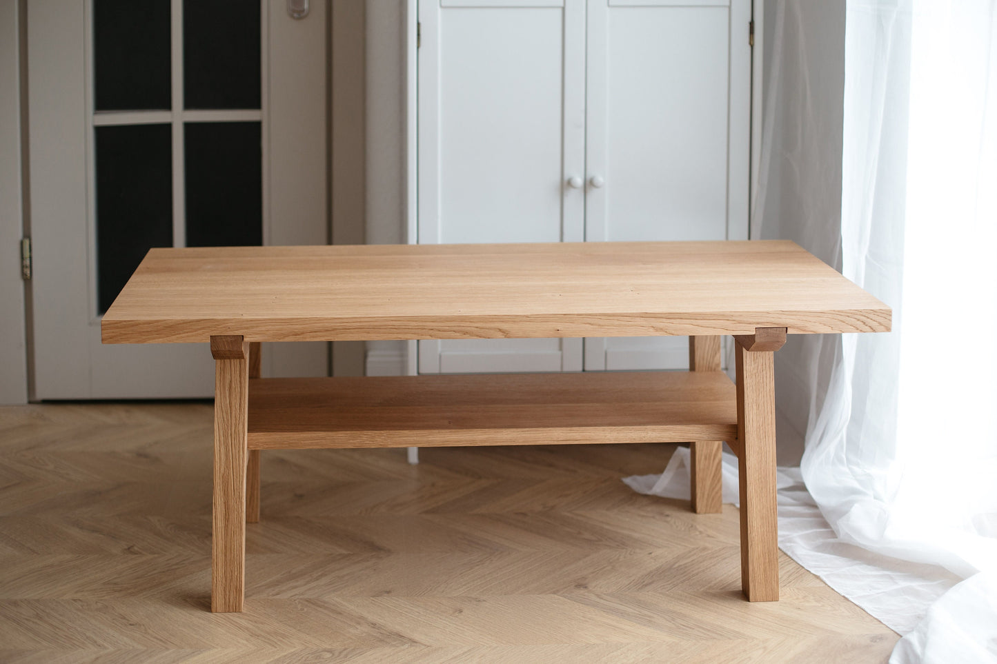 Handmade Wooden Coffee Table – Natural Oak, Scandinavian Style