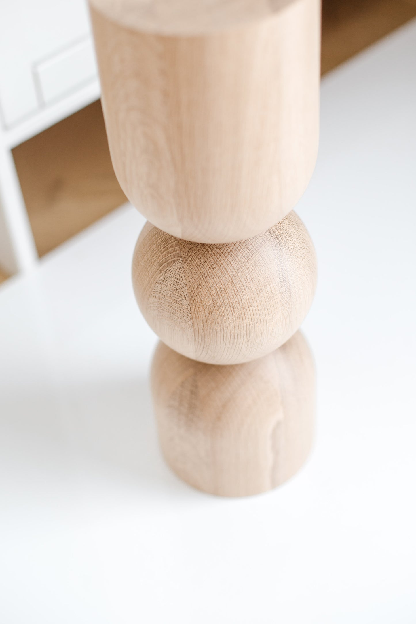 Natural Wooden Coffee Table Leg with Sphere, H400mm