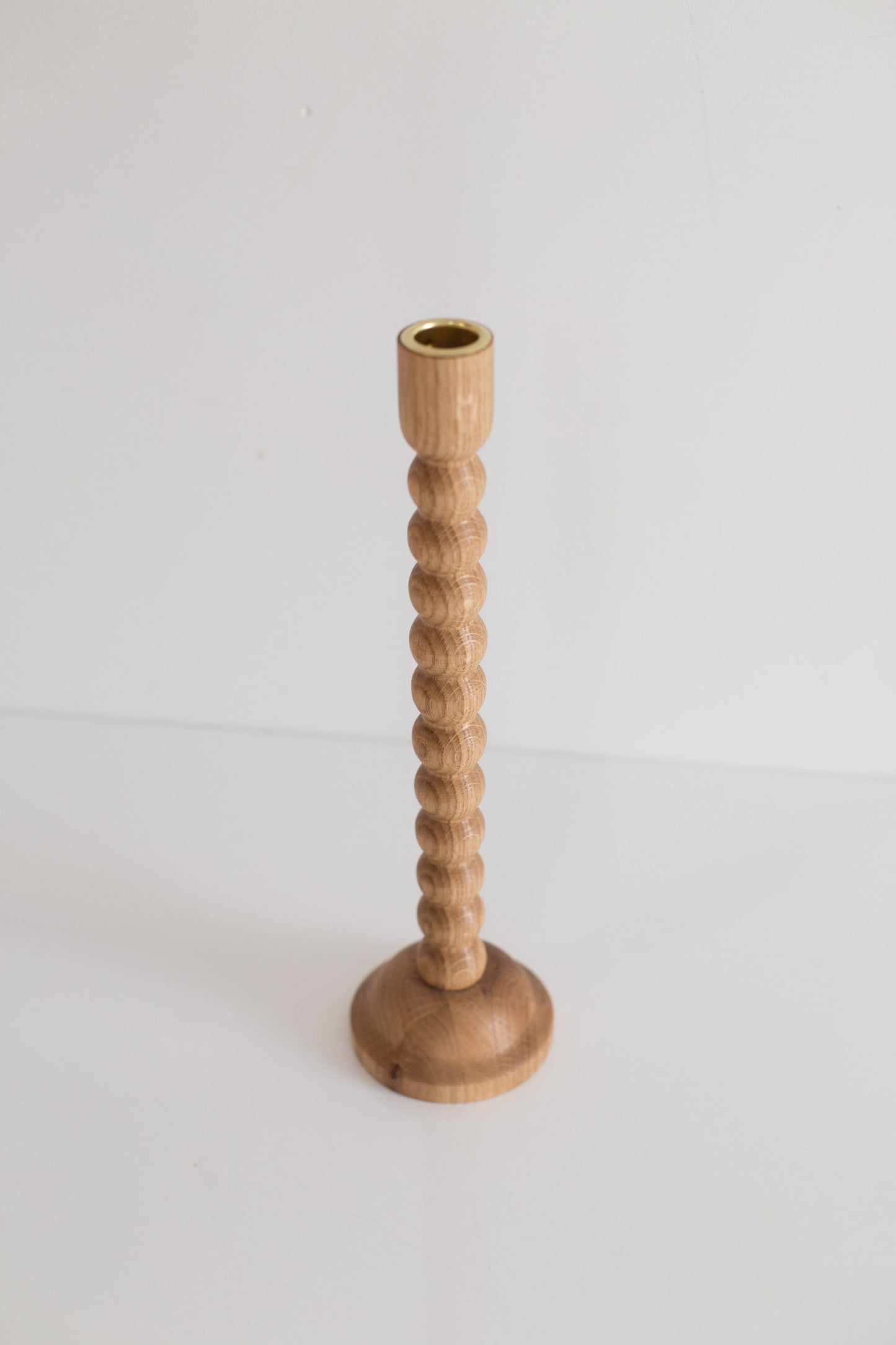 Set of 2 Wooden Taper Candle Holders, Bubble, Hand-Turned Oak