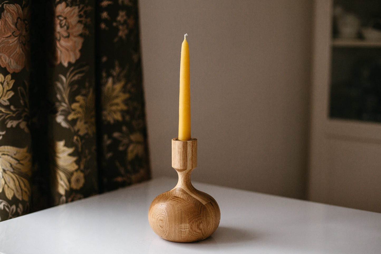 Set of 2 Wooden Taper Candle Holders, Queen, Hand-Turned Oak