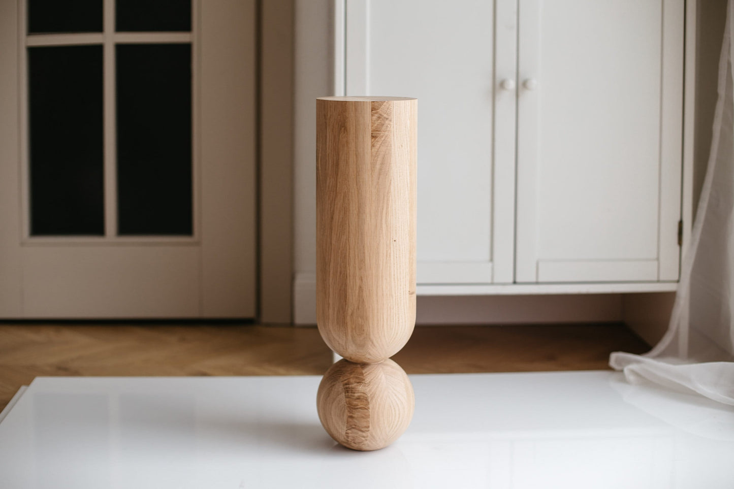 Natural Wooden Coffee Table Leg with Sphere, H500mm