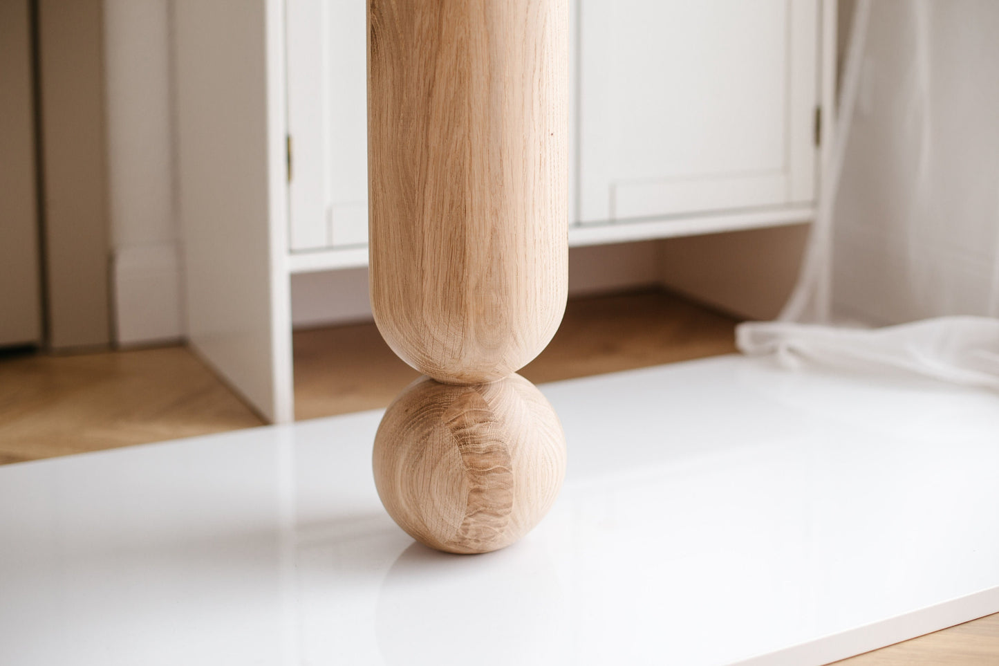 Natural Wooden Coffee Table Leg with Sphere, H500mm