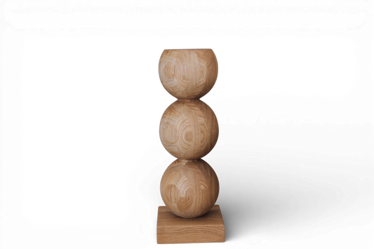 Elegant Bedside Table – Handcrafted Wood with Central Sphere Accent H495 mm