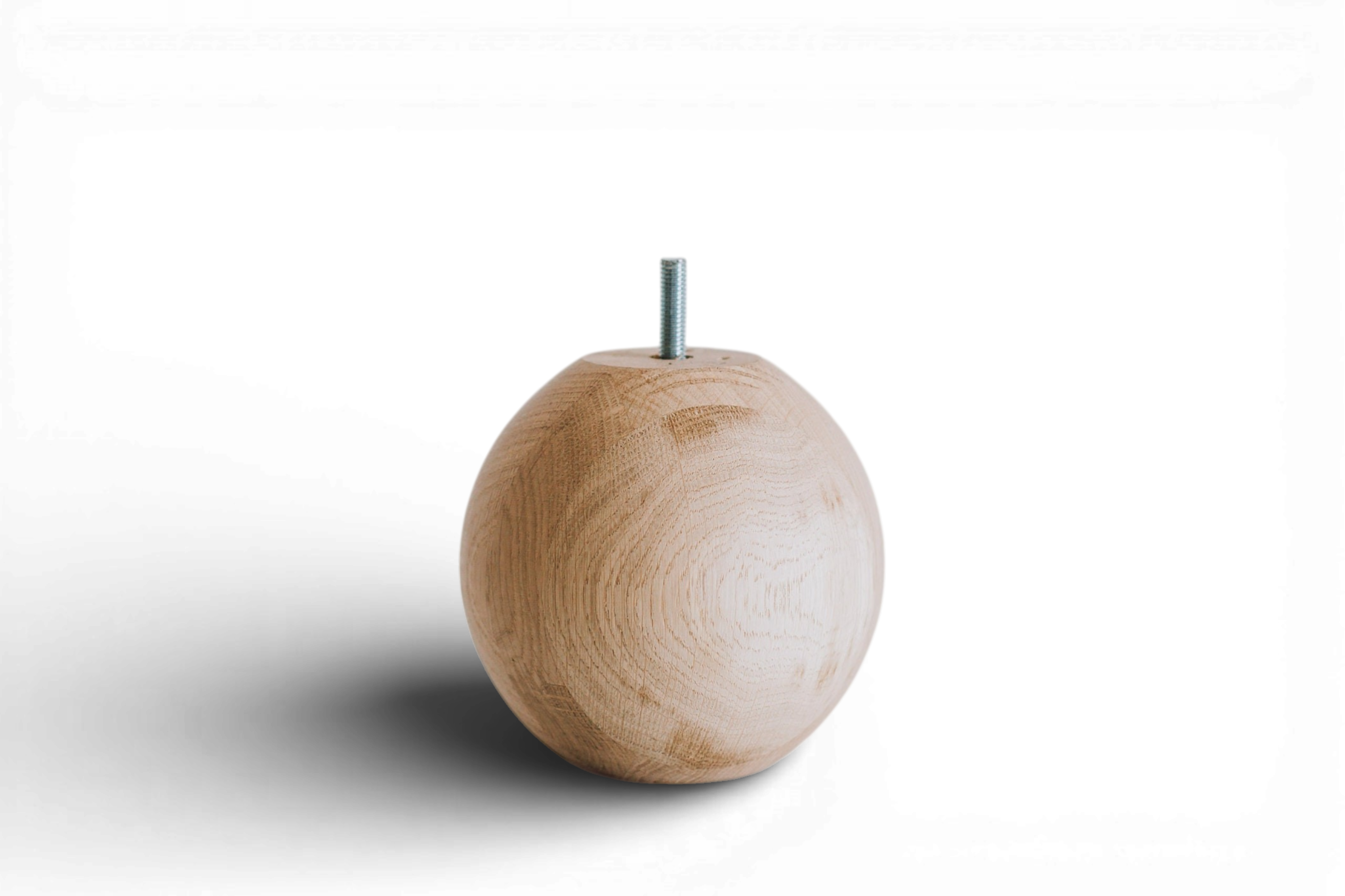 Round Turned Wooden Leg with Ball Sphere – H130 mm | MAKA HOME