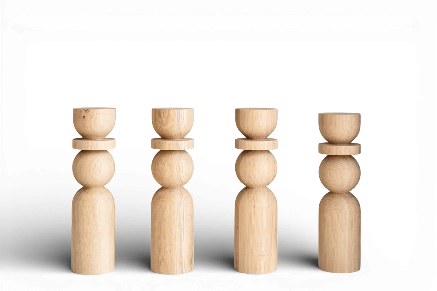 Pied de table basse en bois naturel avec sphère, H500 mm
