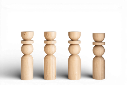 Pied de table basse en bois naturel avec sphère, H500 mm