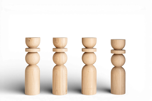 Natural Wooden Coffee Table Legs with Sphere, 4pcs Set, H380 mm