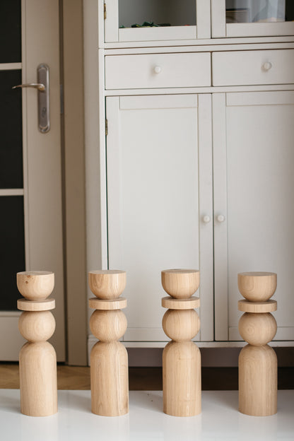 Natural Wooden Coffee Table Leg with Sphere Detail – Handmade Design, H380 mm
