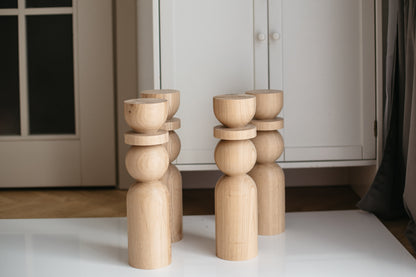 Natural Wooden Coffee Table Leg with Sphere Detail – Handmade Design, H380 mm