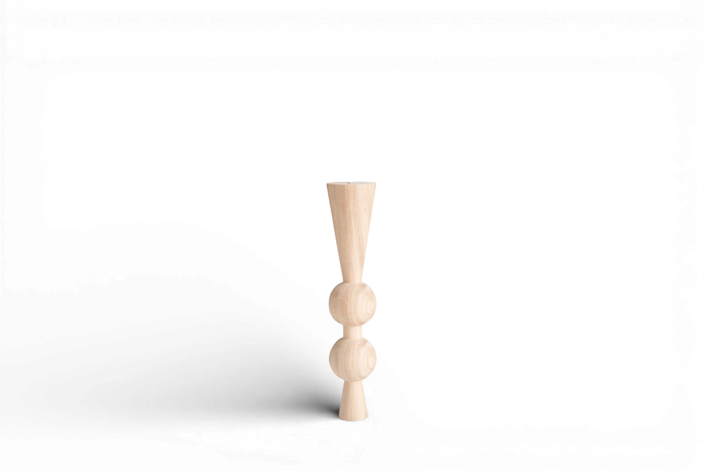 Pied de table basse en bois naturel avec sphère, H500 mm