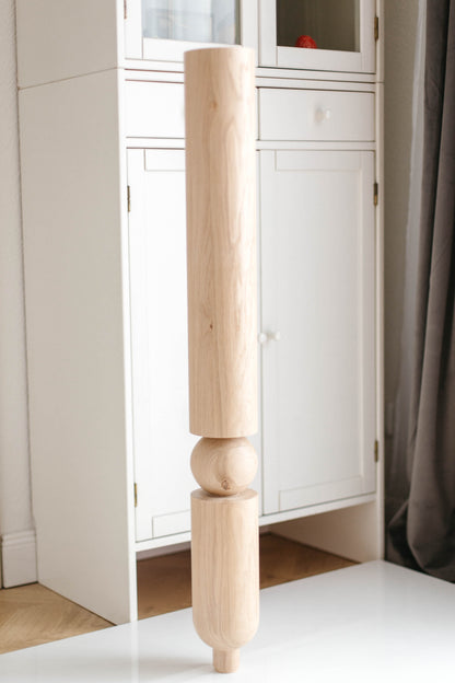 Pieds de meubles en bois naturel pour table de 760 mm, pieds tournés pour la décoration, pieds de table à manger, bois, non fini, 1 pièce