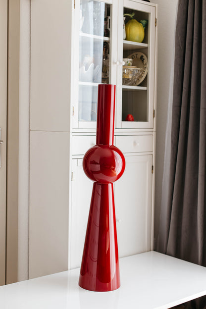 Burgundy Gloss Birch Wood Furniture Leg for Kitchen Island – Pantone Syrah, H943 mm