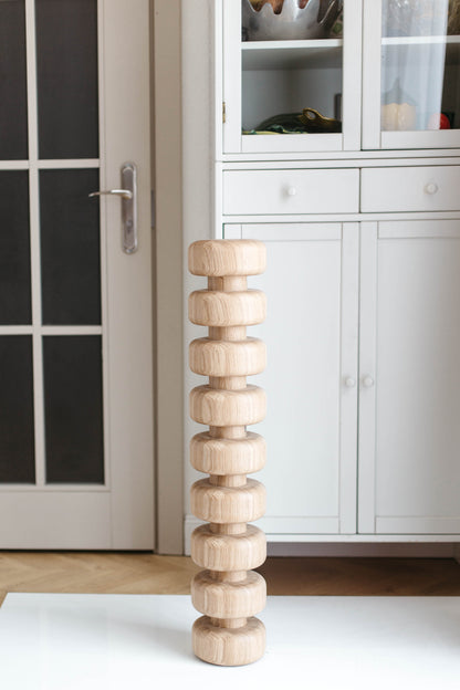 Pied d'îlot de cuisine en bois tourné superposé – Pied de meuble en bois tourné, H841 mm