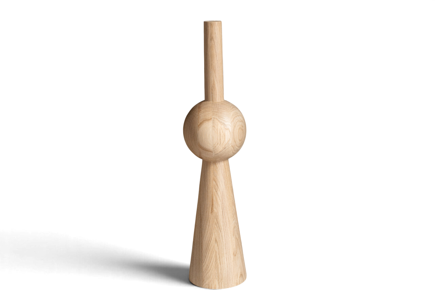 Tapered Wooden Furniture Leg with Sphere Detail – Lathe-Turned Design, H710 mm