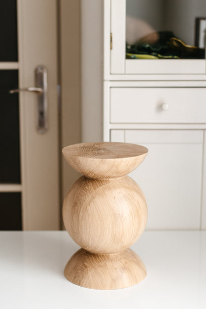 Handmade Wooden Block – Solid Wood with Elegant Spheres Details H300 mm