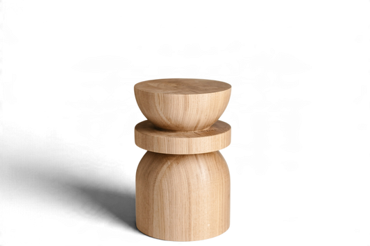 Handmade Wooden Block – Solid Wood with Elegant Sphere Detail H300 mm