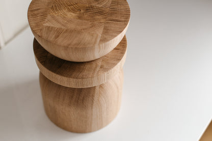 Handmade Wooden Block – Solid Wood with Elegant Sphere Detail H300 mm