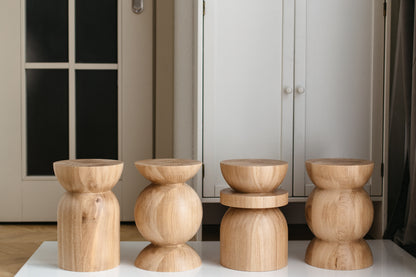 Handmade Wooden Block – Solid Wood with Elegant Round Details H300 mm
