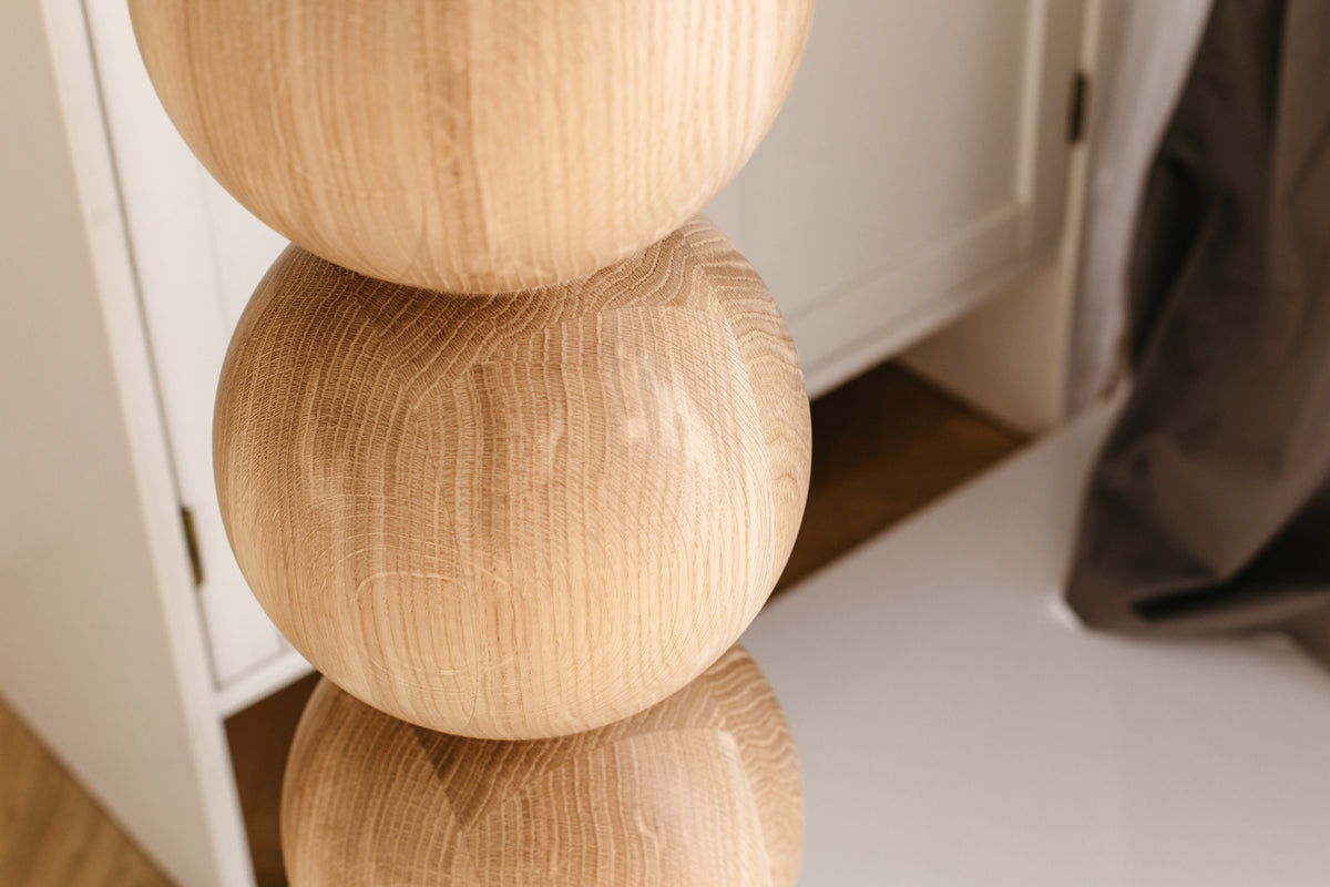 Wooden Furniture Leg with Five Sphere Details – Lathe-Turned Design, H890 mm