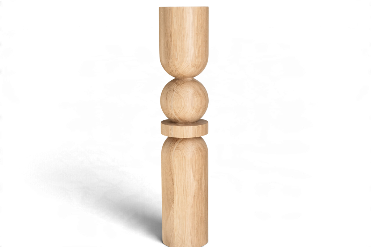 Wooden Table & Kitchen Island Leg with Center Sphere – Handmade, H900 mm