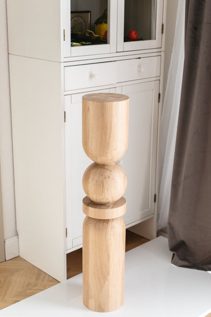 Wooden Table & Kitchen Island Leg with Center Sphere – Handmade, H900 mm