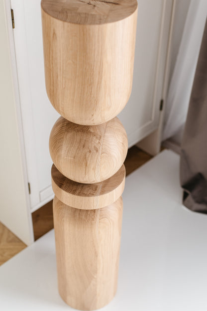 Wooden Table & Kitchen Island Leg with Center Sphere – Handmade, H900 mm